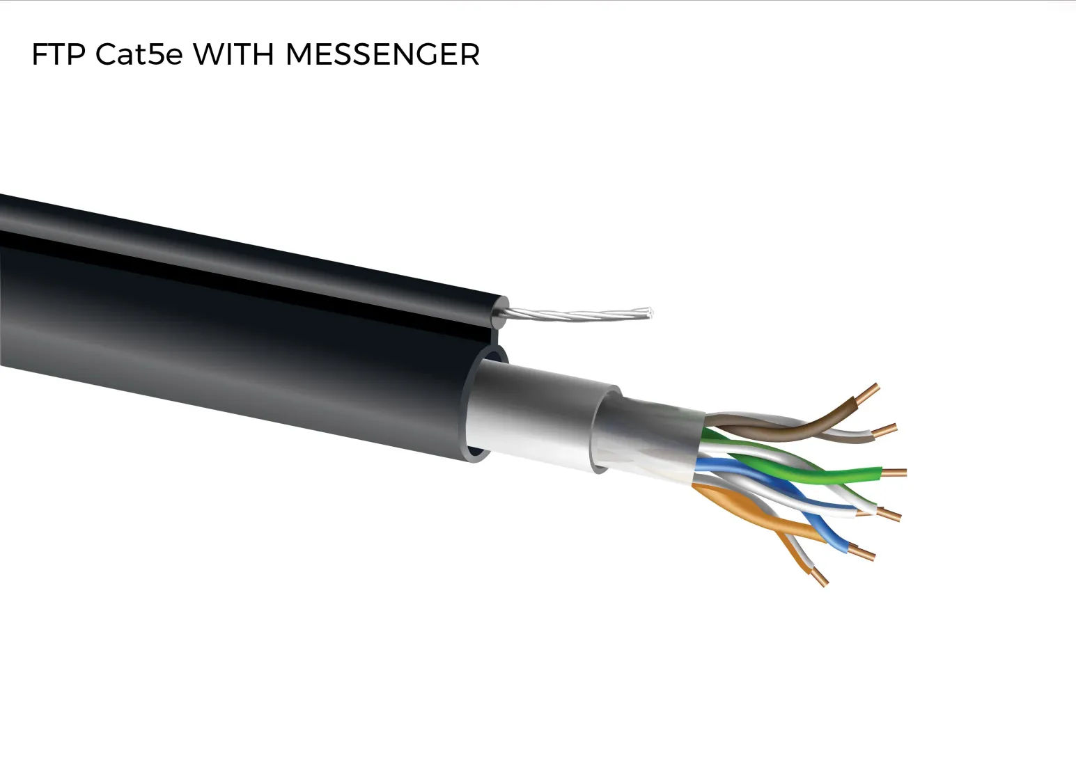 FTP CAT5E BC 24AWG PE(outdoor) "0.50 ± 0.01 mm" WITH MESSENGER