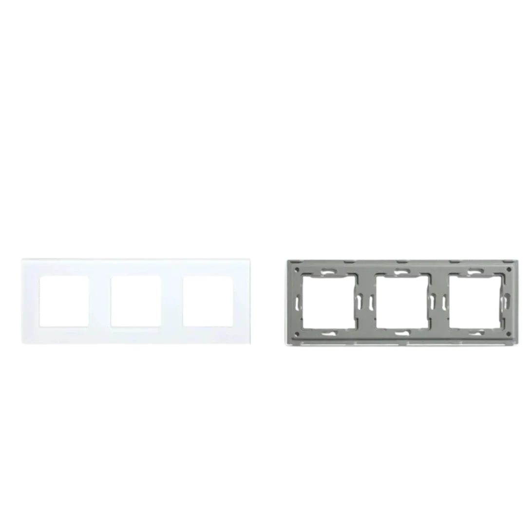 Triple Frame Glass Panel with Metal Bracket (White) VIV-TW-G228.3F-WT