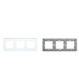 Triple Frame Glass Panel with Metal Bracket (White) VIV-TW-G228.3F-WT 1