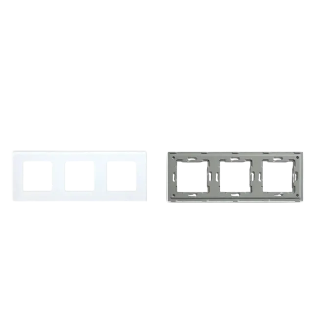 Triple Frame Glass Panel with Metal Bracket (White) VIV-TW-G228.3F-WT