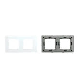 Double Frame Glass Panel with Metal Bracket (White) VIV-TW-G157.2F-WT 3