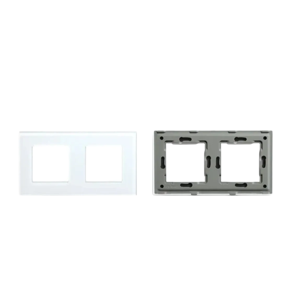 Double Frame Glass Panel with Metal Bracket (Black) VIV-TW-G157.2F-WT