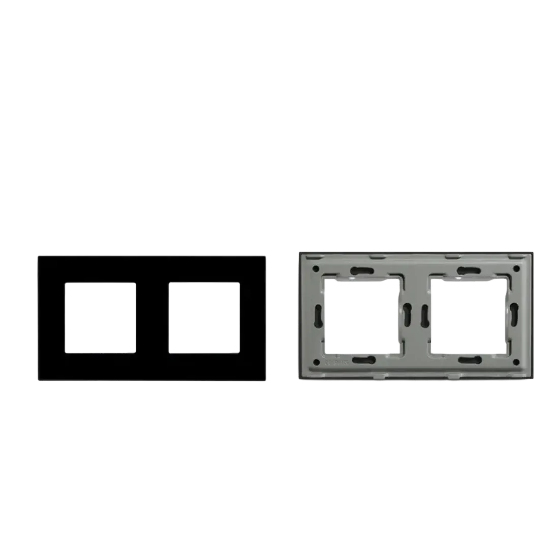 Double Frame Glass Panel with Metal Bracket (White) VIV-TW-G157.2F-WT