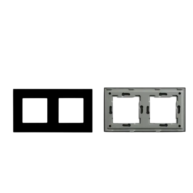 Double Frame Glass Panel with Metal Bracket (White) VIV-TW-G157.2F-WT