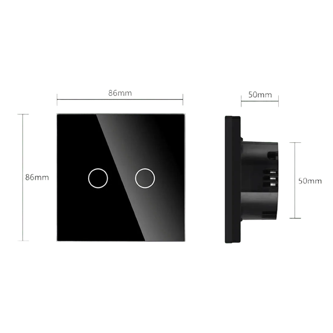 2 Gang Smart Wi-Fi Touch Switch with Neutral (Black) VIV-TW-6WF201N-WT