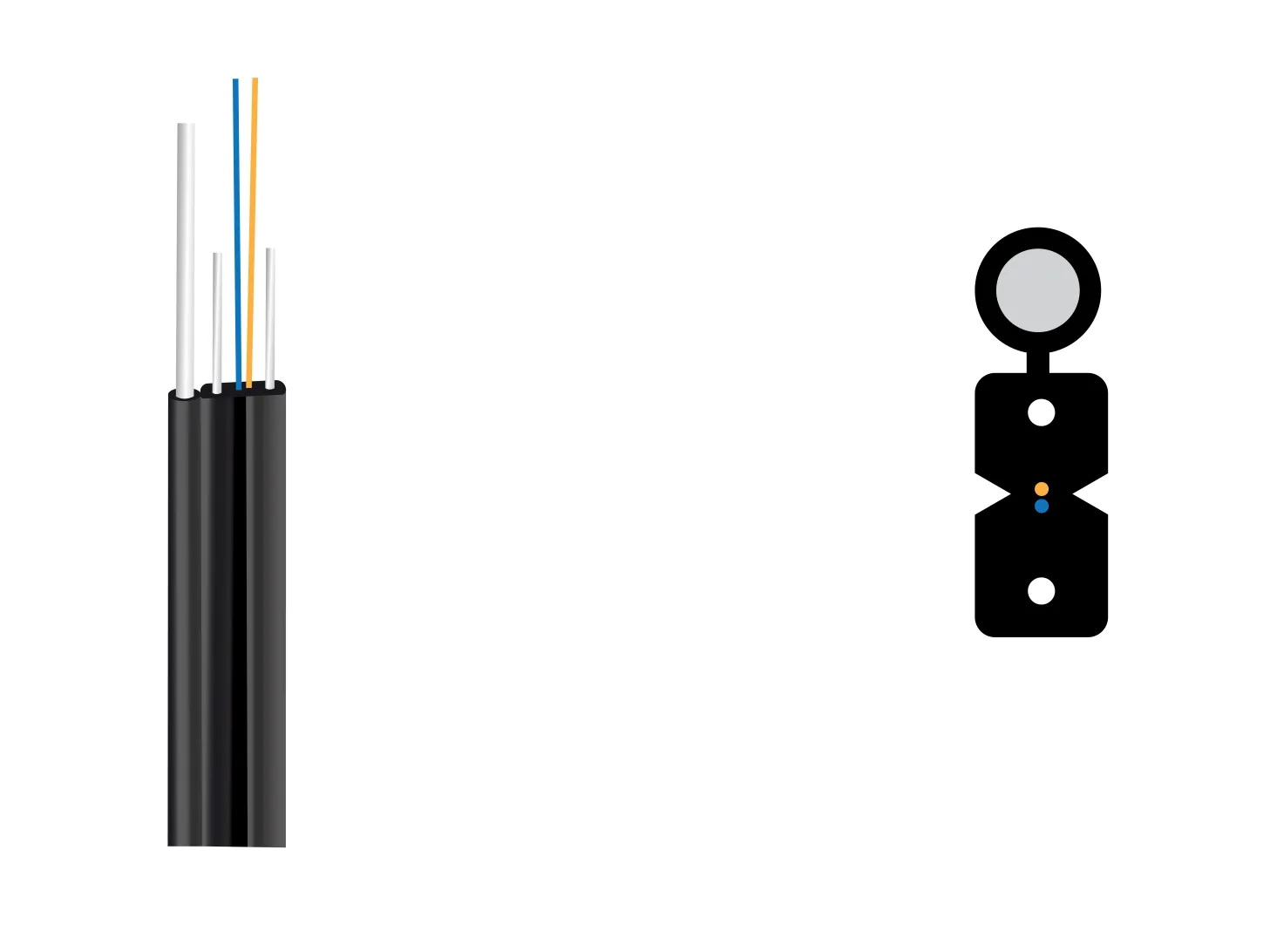 OptoWire-AM-L-FL(D)-4FO-0.6KN Drop Outdoor Flat Dielectric optical cable