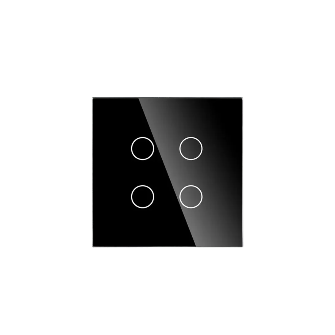 4 Gang Smart Wi-Fi Touch Switch with Neutral (Black) VIV-TW-6WF401N-WT